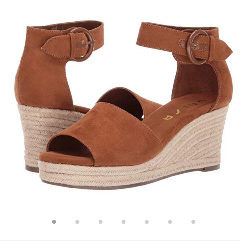 Cognac tan brown open toe wedge size 8 NIB